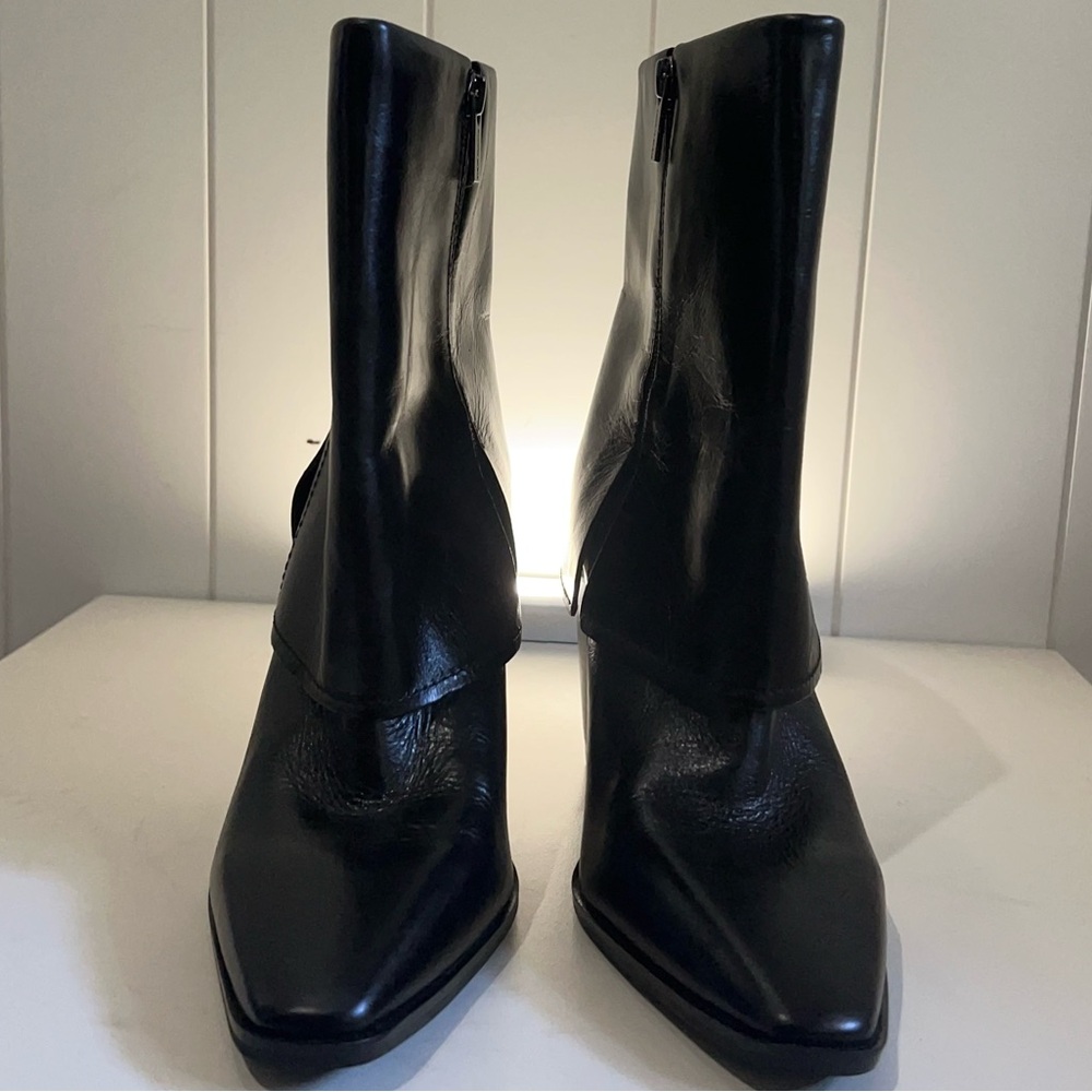 Vince Camuto NWOT Alolison Mid-Calf  heeled boots  leather size 9 Black - Picture 5 of 14